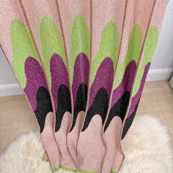 M Missoni Metallic Knit Maxi Duster Cardigan Multicolor Zig Zag IT 44 US 10 - Picture 6 of 16